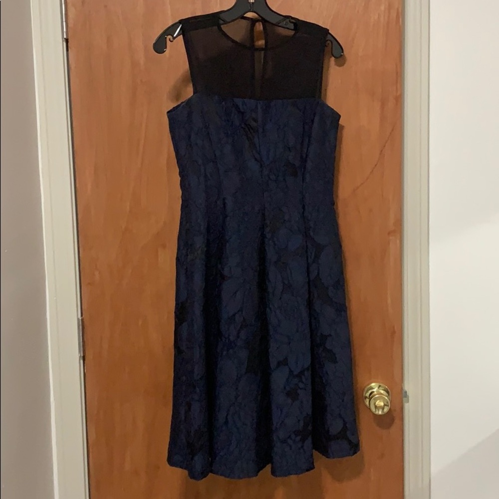 Classic navy blue and black formal dress.